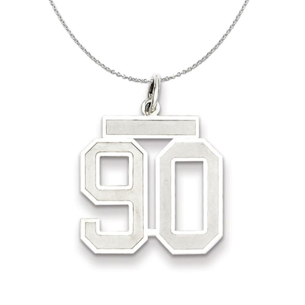 Sterling Silver, Jersey Collection, Medium Number 90 Necklace - 20 In